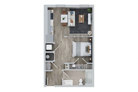 Floor plan for studio, 1 bath, 540 sqft